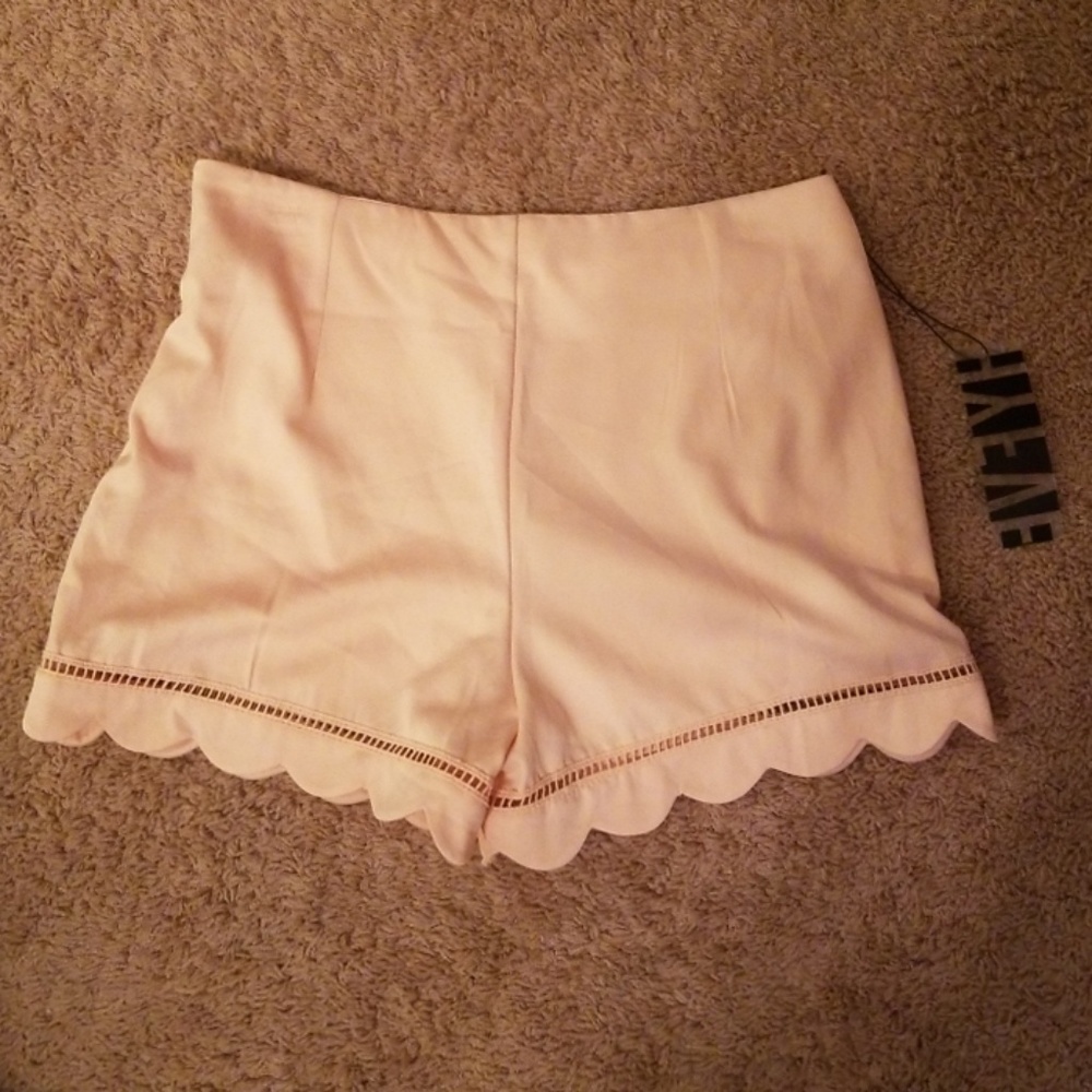 Pale pink scalloped high waisted shorts